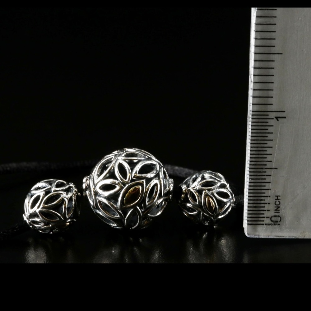 VINTAGE STERLING SILVER & Cord Necklace - Picture 3 of 4